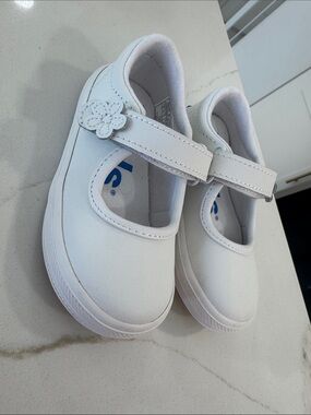 Keds White Mary Jane Sneakers with Flower Strap